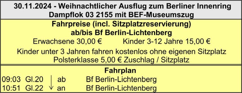 BEF Fahrplan weihn. Berliner Stadtrundfahrt 2024