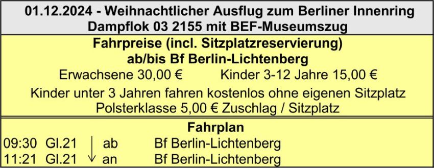 BEF Fahrplan 01.12.2024 Adventsfahrt Tempelhof