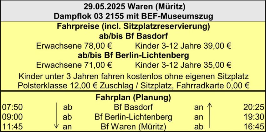 BEF Fahrplan 29.05.2025