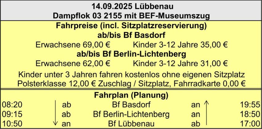 BEF Fahrplan 14.09.2025