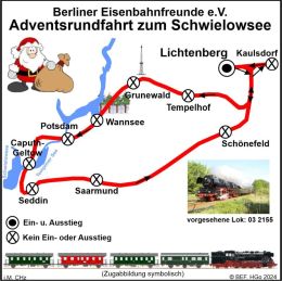 BEF Streckenkarte Adventsfahrt Schwielowsee ab BLO