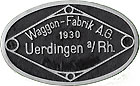 Hersteller-Schild Waggon-Fabrik Uerdingen