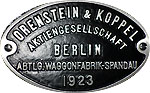 Hersteller-Schild Orenstein & Koppel