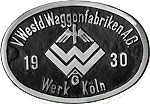 Hersteller-Schild VWW Köln